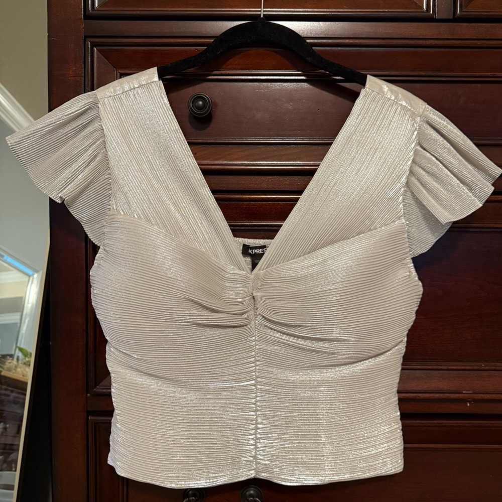 NWT Silver Metallic Top